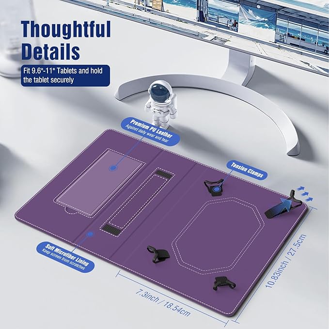 TiMOVO Universal Case for 10.1 Inch Android Tablet with Pen Loop, Lightweight Folding Stand Cover with Hand Strap for All 9.6"-11" Touchscreen Tablet, Orchid Purple