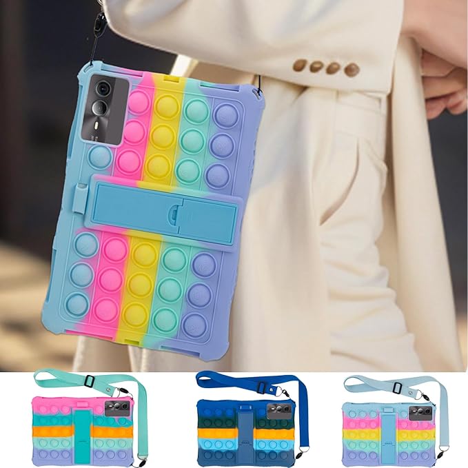 Silicone Tablet Case with Stand/Shoulder Strap/Stylus Pen Compatible with Blackview Tab 90 WiFi,SVITOO P11,Suicoey P80,DOOGEE U11 Pro /T30SE,ApoloSign EP1095T 11" Deepblue