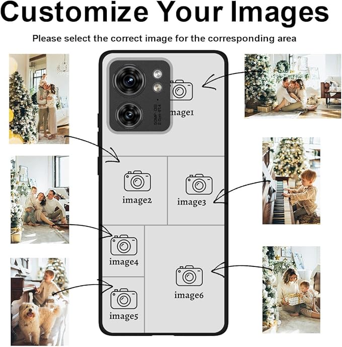 Design Your Own Case for Motorola Moto Edge 2023, Custom Personalized Photo Collage Text Cover, Customized Picture Shockproof Protective Soft Slim Silicone Case, Gift for Birthday, Black