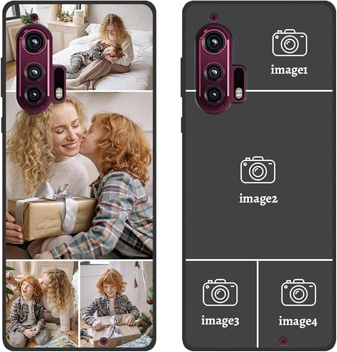 Custom Photo Case for Motorola Moto Edge Plus/Edge+ 2020, Create Your Own Picture Collage Phone Case, Soft Drop Protection, Personalized Anti-Scratch TPU Soft Cover, Gifts for Family Friends, Black