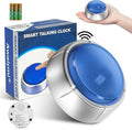 Talking Button Clock, Talking Alarm Clock with Volume Control, Telling Time and Day of The Week, Alarm, Gift Clock for Mother,Father,Seniors,Elderly,Blind People, Blue