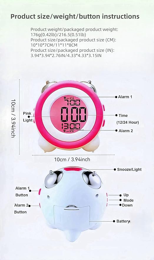 Super Loud Alarm Clock, Twin Bell Battery Operated with Snooze Function, Silent Mode, Backlight Display, Date and Week Calendar, Retro Ringing Design, Suitable for Home Office (Orange)