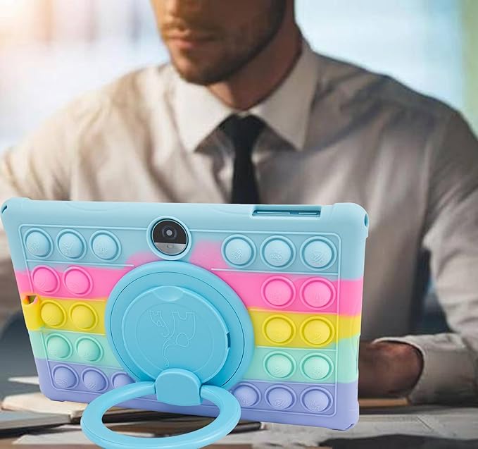 Silicone Tablet Case 360 Rotating Stand/Handle and Shoulder Strap Stylus Pen Soft Cover Compatible with COLORROOM/TUOHAITIME/JIKOCXN/WXUNJA C5 11 inch Lightblue