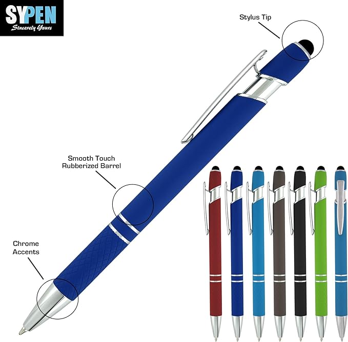 2-in-1 Stylus Ballpoint Pen for Touch Screens - Compatible with Ipad, iPhone, Android - Universal Pens for Tablet - Multi-Use Ballpoint Tip Pens, 6 Pack
