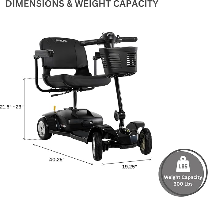 Pride Mobility Go Go Ultra X 4-wheel Scooter - Travel Mobility for Adults, 12 Ah Battery, 300 Lbs Weight Capacity, Seat Dimensions - 17"" W x 17"" D - S49, Black