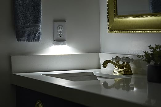 3 Pack - SnapPower MotionLight [For Duplex Outlets] - Motion Detecting LED Night Lights Built-In to Wall Plate - Bright/Dim/Off Options - Auto On/Off Sensor - (Duplex, Light Almond)