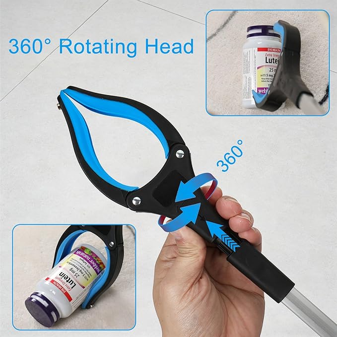 3 Pack Grabber Tool - 32 Inch (2 Pcs) Foldable with Magnet & 16 Inch (1 Pc) Fixed, 360° Rotating Jaw on All, Durable Litter Picker & Reacher for Elderly & All Users