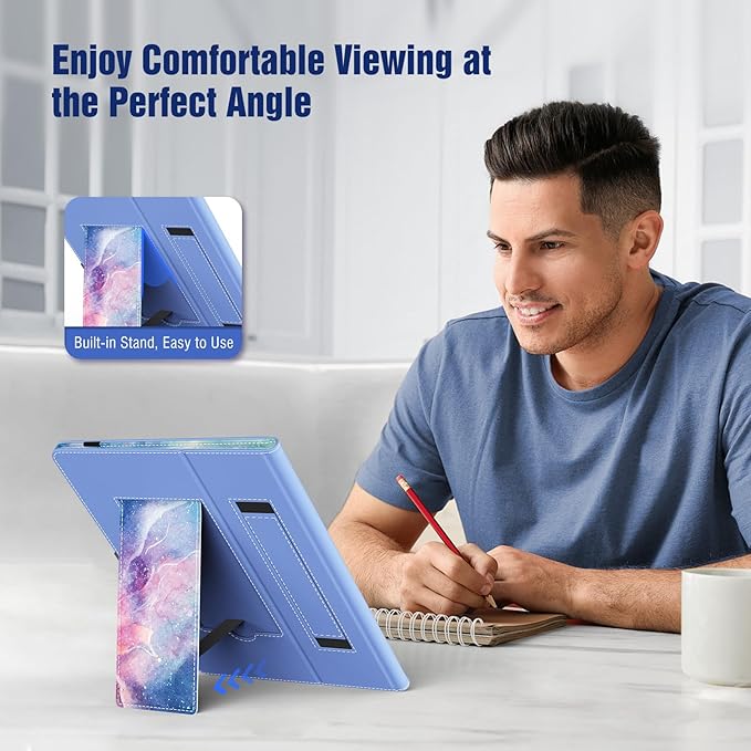 TiMOVO Universal Case for 10.1 Inch Android Tablet with Pen Loop, Lightweight Folding Stand Cover with Hand Strap for All 9.6"-11" Touchscreen Tablet, Dreamy Nebula