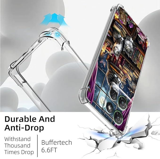 for Moto G Power 5G 2025 Clear Phone Case,Lightweight Transparent TPU,Shockproof Four Corner Anti-Fall Case 6.6" for Moto G Power 5G 2025 with Screen Protector,Cats Realistic Illustration