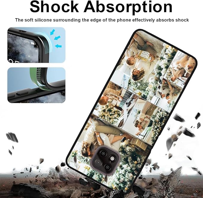 Design Your Own Case for Motorola Moto G Power 2021, Custom Personalized Photo Collage Text Cover, Customized Picture Shockproof Protective Soft Slim Silicone Case, Gift for Birthday, Black