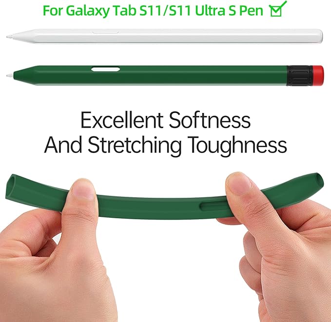 AZF Compatible with Samsung Galaxy Tab S Pen S11/S11 Ultra S Pen Case,Classic Design Silicone Protective Sleeve, Anti-Slip, Drop-Resistant Comfortable gripSupport Magnetic Charging. (Midnight Green)