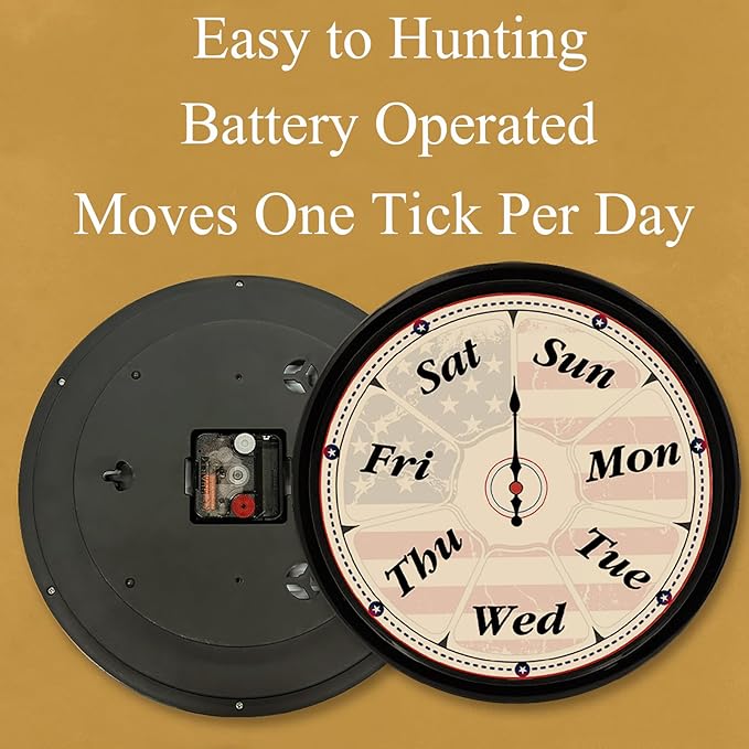 Retirement Gifts for Men, Day of The Week Clock, Funny Grandpa Gifts, Day Clocks for Seniors Grandparents Patriotic Living Room Decor