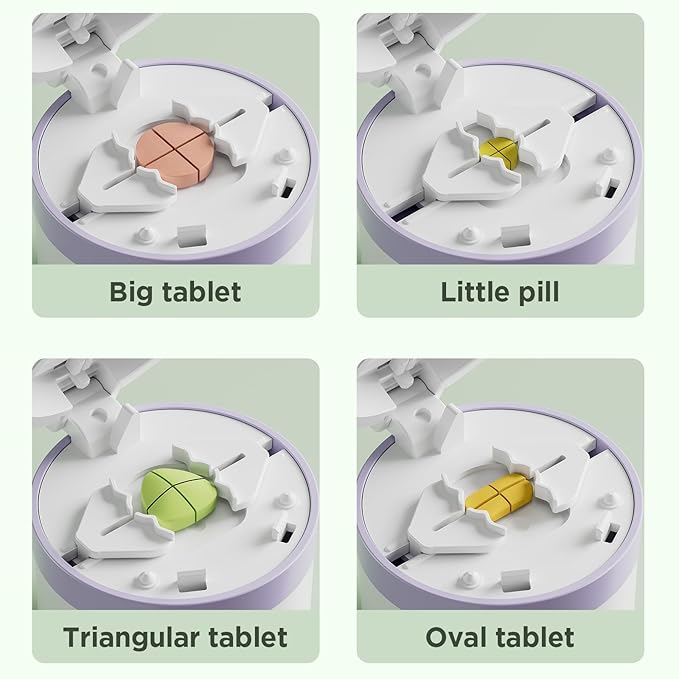 Pill Cutter 1/4 - Pill Splitter with Stainless Steel Blade for Cutting Small Pills or Large Pills in one Fourth, Suitable for Cuting Vitamins, Tablets (1-4 Blue)
