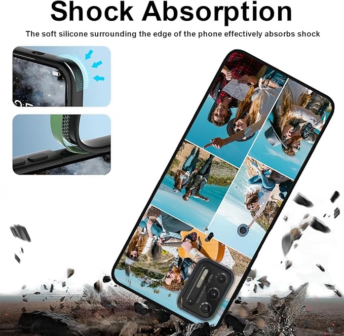 Customized Photo Case for Motorola Moto G Stylus 2021 6.8 inch, Personalized Collage Design Phone Cover, Custom Picture Black Silicone Soft Slim Rubber Case, Gift for Couple Lover Bestie