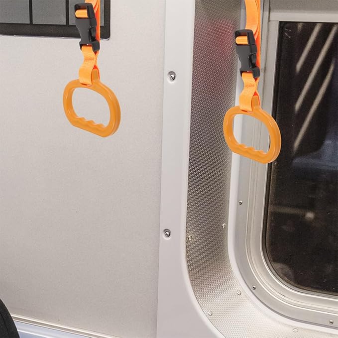 YARNOW 2pcs Car Handle Assist Grab Bars for Elderly and Disabled, Orange Vehicle Door Support Rail for Mobility Aid and Standing Assistance