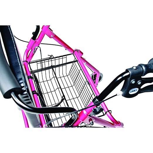 Lumex Walkabout Lite Rollator – Lightweight 14.5 lb. Rolling Walker with Seat for Seniors, Pink