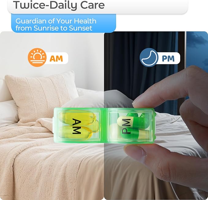 Monthly Pill Organizer AM/PM 31-Day Travel Medicine Case 4-Week Pill Box