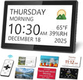 Mesqool 10.1" Dementia Clock for Seniors with Time and Date Display, Medication Reminders, Large Digital Calendar, Auto Dimming, Remote Control, Indoor Temperature & Humidity, Wall Mountable