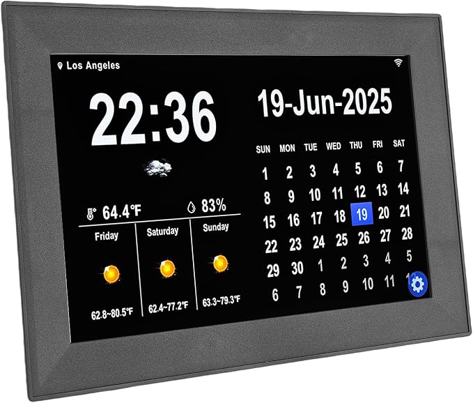 Focket Digital Clock with Date and Day, 10.1 Inch Large Display Touchscreen Calendar Clock 64 Alarms 64 Reminders, Dementia with Temperature Humidity for Elderly Seniors (US Plug)