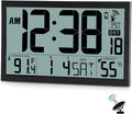 SZELAM Atomic Clock,16.7" Large Display Digital Wall Clock Battery Operated,Digital Calendar Auto Setting Desk Clocks with Indoor Temperature, Humidity,Date,Day,Auto DST for Elderly Bedroom Classroom