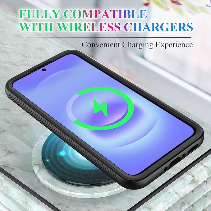 wahhle Compatible with Samsung Galaxy A37 5G Case, Built-in Screen Protector Full Body Shockproof Slim Fit Bumper Protective Phone Cover for Men Women - Black/Clear