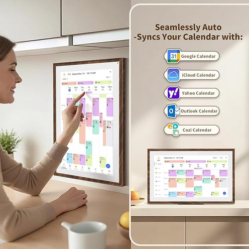 15.6 Inch Digital Calendar Chore Chart with Touchscreen - Full HD Interactive Display, Wall & Desk Mountable Family Planner, to-Do List & Meal Planner, Digital Picture Frame Gifts for Women Mom