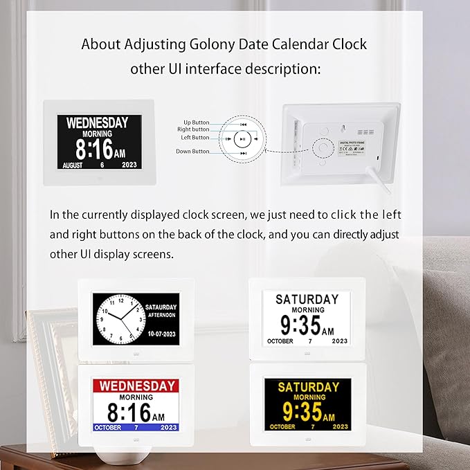 Digital Dementia Clock for Seniors with Time,Date,and Month Display.Features 12 Alarm Settings and 3 Display Modes.Ideal for Seniors,Individuals with Memory Loss,or Dementia Patients.White.