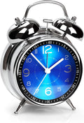 AYRELY Super Loud Alarm Clock for Heavy Sleepers Adults,Twin Bell Retro 4 Inch Silent Non-Ticking Quartz with Backlight, Metal dial, Alarm Clocks for Bedrooms Bedside (Blue)