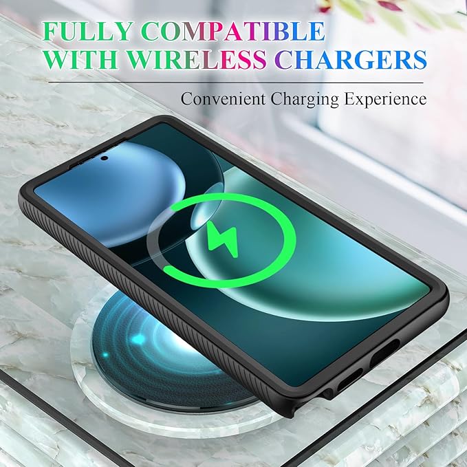 wahhle Compatible with Samsung Galaxy S25 Ultra Case, Magnetic Wireless Charging Built in Screen Protector Full Body Shockproof Slim Fit Bumper Protective Phone Cover for S25 Ultra-Black/Clear