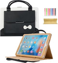 Dteck for iPad Air 13" M2/M3/M4, Pro 13" M4/M5, Pro 12.9" 3rd/4h/5th/6th Gen Smart Folio Case with Auto Sleep Wake, Stand, Handle, Pocket, Handbag Style PU Leather Protective Cute Bowknot Cover, Black