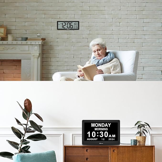 Soobest 12‘’ Dementia Clock and 8.5'' Digital Wall Clock with Backlight