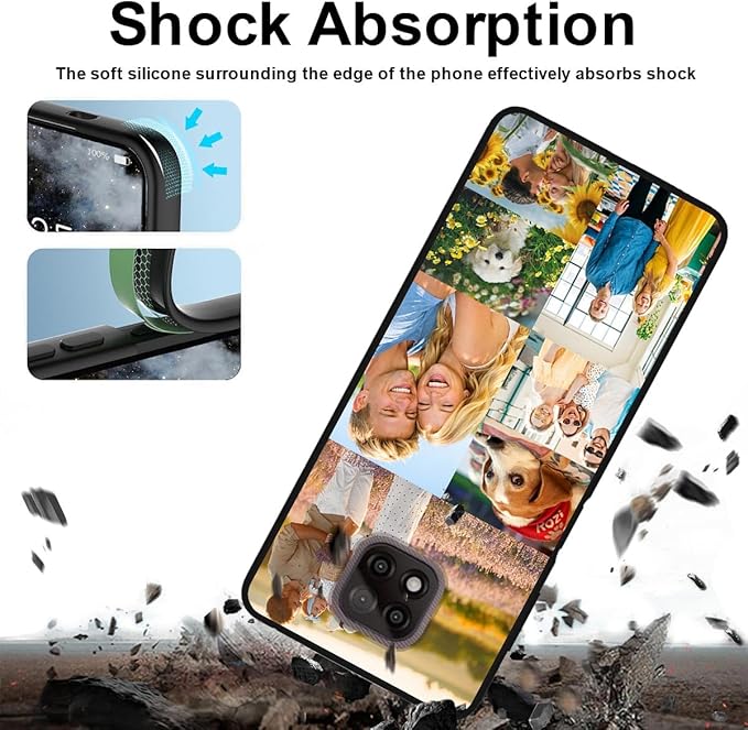 Custom Personalized Case for Motorola Moto G Power 2021 6.6 inch, Customized Multiple Photos Collage Text Phone Cover, Full Body Shockproof Soft Silicone Case, Anti-Scratch, Wireless Charging, Black