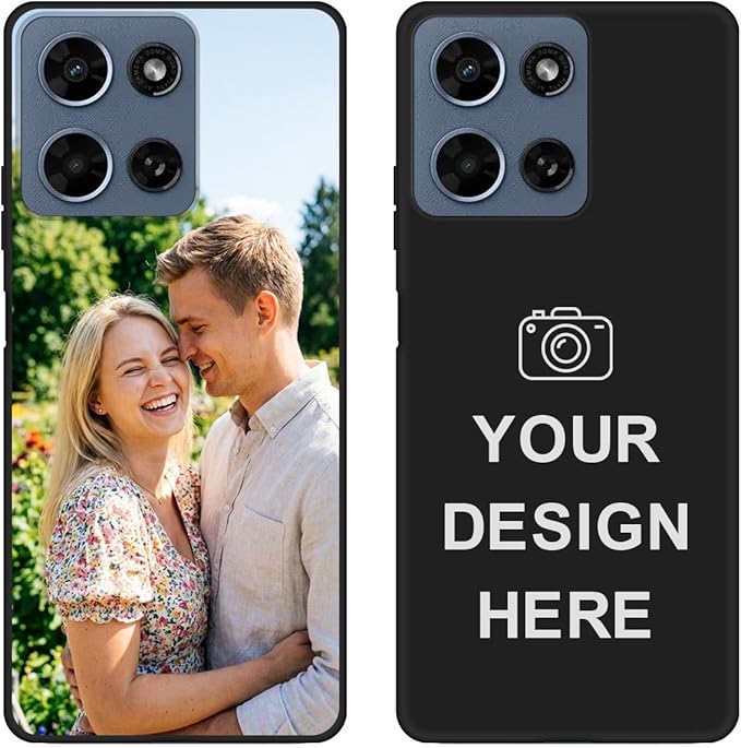 Custom Phone Case for Motorola Moto G Play 2026, Design Your Personalized Photo Logo Name Phone Cover, Slim Soft TPU Lightweight Silicone Black Case, Customized Gift for Birthday Christmas