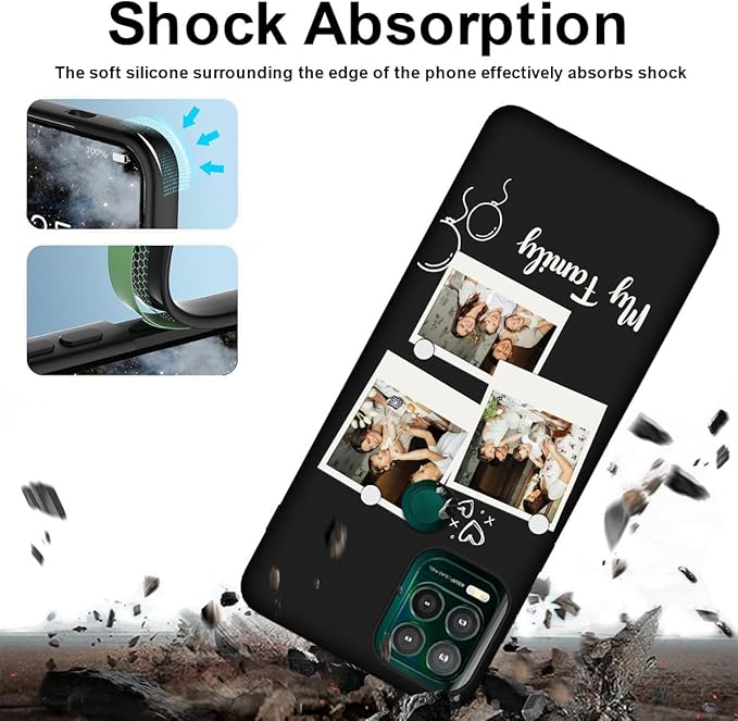 Custom Multi Photos Case for Motorola Moto G Stylus 5G 2021-6.8 inch, Personalized Gift for Men Women, Customized Collage Text Picture Phone Cover, Soft Rubber Shockproof Protective Case, Black