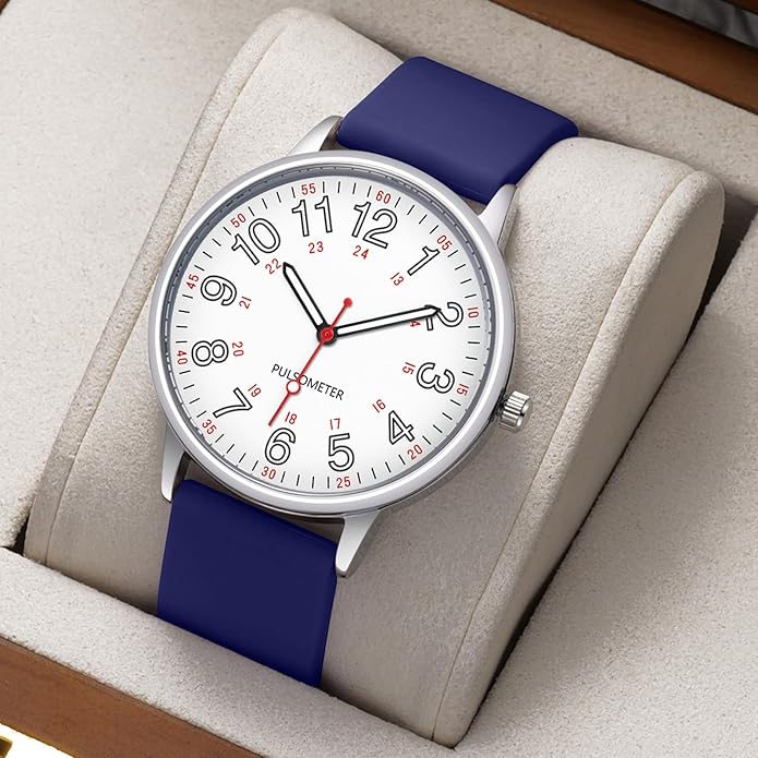 IBSO Nurse Watch for Nurse Medical Professionals Men Women Easy to Read Dial Wristwatches Silicone Band Second Hand Watches