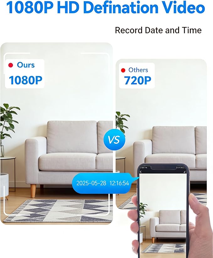 1080P WiFi Camera – Wall Outlet Cam with Motion Detection, Free SD Card Loop Recording, App Alerts, No Audio – Indoor Home Security for Baby & Pet