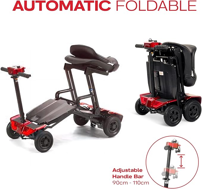Rubicon FX70 Automatic Foldable Mobility Scooter for Adults, One Click Fold and Unfold, with Longest Range, Heavy-Duty, 4 Wheel Scooter with Lithium Battery. (Model1)