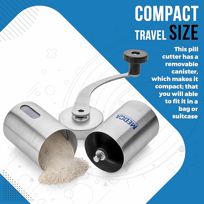 Pill Grinder - Top Choice Pro Pill Crusher and Cutter that Grinds Your Pills and Tablets to Help Make Taking Medication and Supplements Easier, Manual Stainless Steel Design…