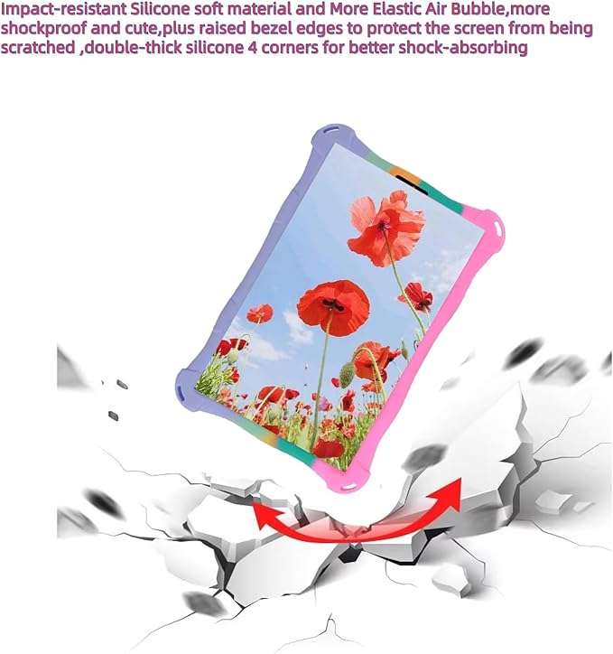 Silicone Tablet Case 360 Rotating Kickstand/Handle and Shoulder Strap Stylus Pen Lightweight Soft Cover Compatible with Lenovo Tab M9 9.0 inch (TB-310FU) Rainbow