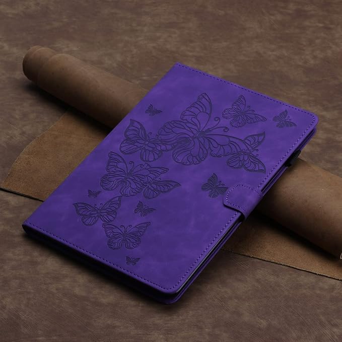 Dteck for Galaxy Tab S6 Lite (10.4") Tablet Case 2024/2022/2020 (SM-P620/P610), PU Leather Slim Folio Case with Auto Sleep Wake/Adjustable Stand, Lightweight Cute Butterfly Cover with Stylus (Purple)
