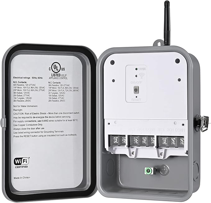 DEWENWILS Pool Pump Timer, Outdoor Smart Wi-Fi Box, Heavy Duty 40A 120-277 VAC 2HP Wireless Controller for Pool, Water Heater, Compatible with Smart Phone, Alexa, Google Assistant, UL Listed