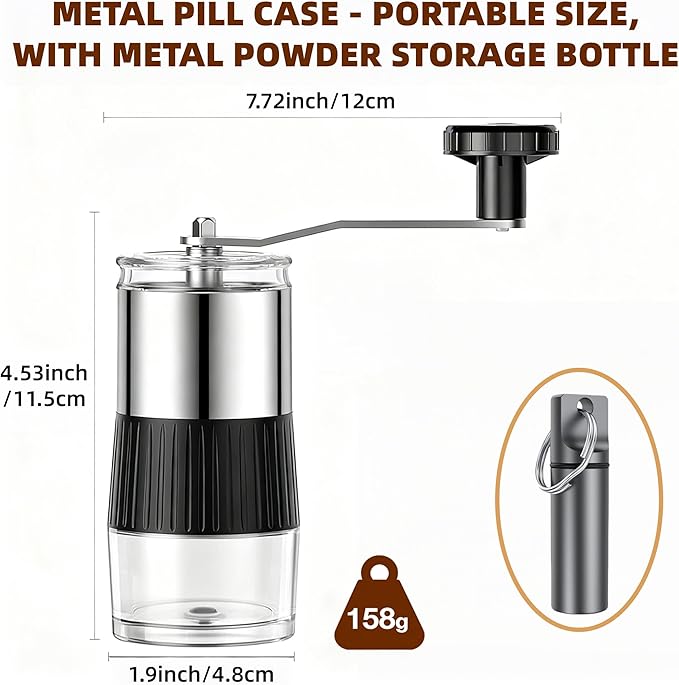 Pill Crusher & Splitter Stainless Steel with Ceramic Burr for Fine Powder | Manual Grinder and Cutter for Elderly Care, Pet Feeding & Travel