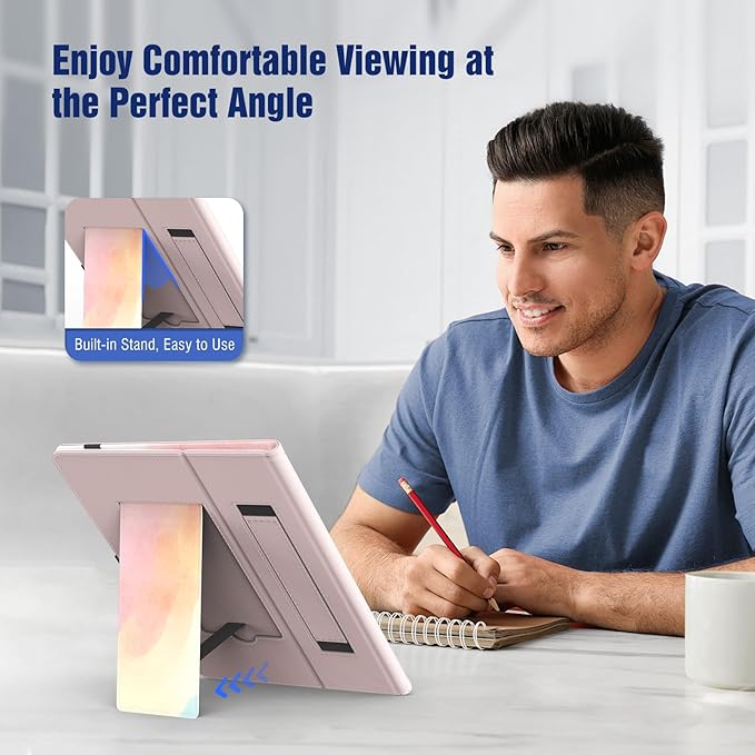 TiMOVO Universal Case for 10.1 Inch Android Tablet with Pen Loop, Lightweight Folding Stand Cover with Hand Strap for All 9.6"-11" Touchscreen Tablet, Rainbow