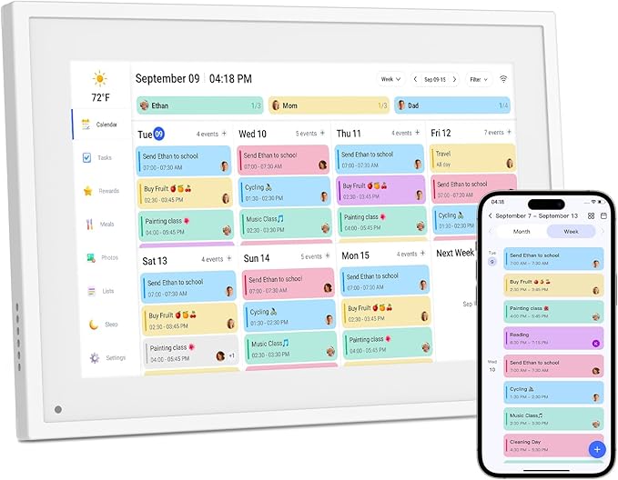 Canupdog Digital Calendar, 10.1inch Smart WiFi Digital Calendar&Chore Chart, Touch Screen HD Display for Family Schedules, Share Moments Instantly from Anywhere, Gifts for Women Mom