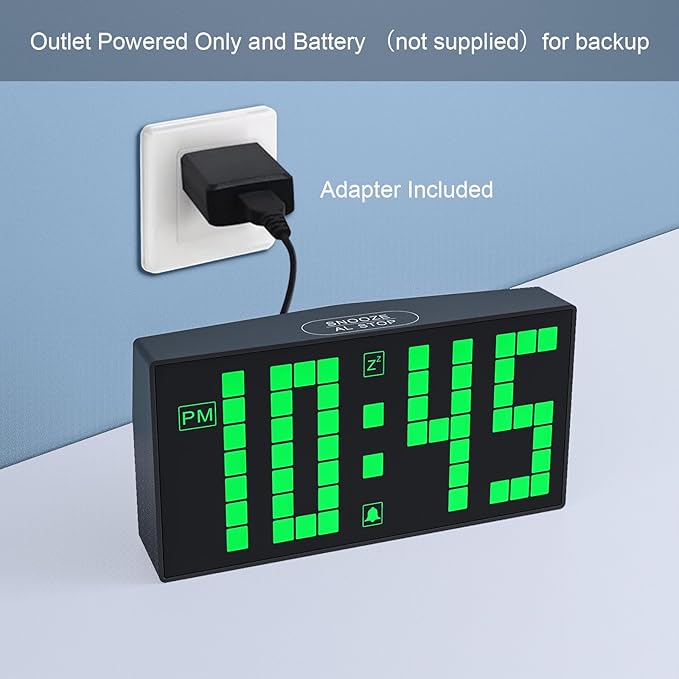 KWANWA Auto-Dimming Digital Alarm Clock with Weekend Mode & Battery Backup, 12/24H DST, Small LED Clock for Bedroom, Desk, Nightstand, Kids, Seniors