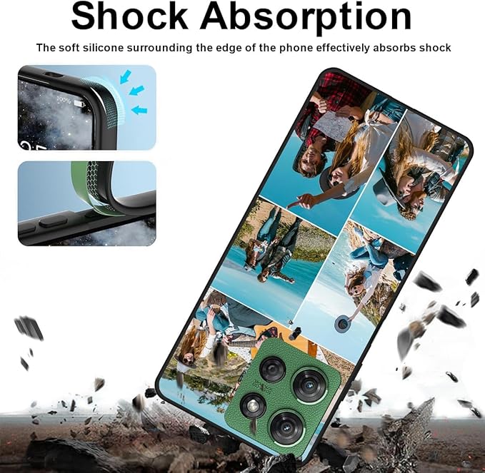 Customized Photo Case for Motorola Moto G 5G 2026 6.7 inch, Personalized Collage Design Phone Cover, Custom Picture Black Silicone Soft Slim Rubber Case, Gift for Couple Lover Bestie