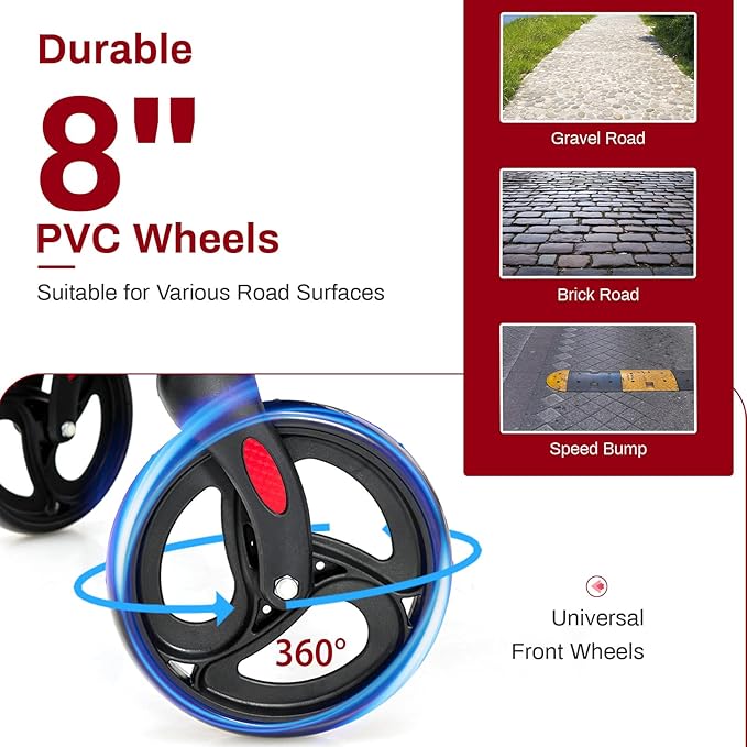 Goplus 2 in 1 Rollator Walker for Seniors, Medical Walker with Seat, Folding Transport Wheelchair Rollator with 8" Wheels, Reversible Backrest, Footrests, Aluminum Mobility Walking Aid