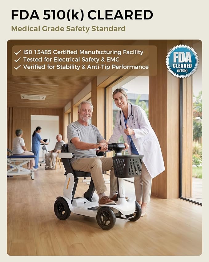 Paiseec S3 Mobility Scooter, Folding Mobility Scooters for Seniors, All Terrain Mobility Scooter, Electric Mobility Scooters for Adults, Folding Mobile Scooter, Auto Speed Control (White, S3-40 Miles)