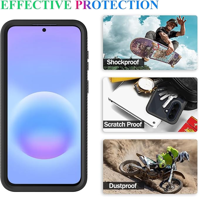 wahhle Compatible with Samsung Galaxy A57 5G Case, Built-in Screen Protector Full Body Shockproof Slim Fit Bumper Protective Phone Cover for Men Women - Black/Clear