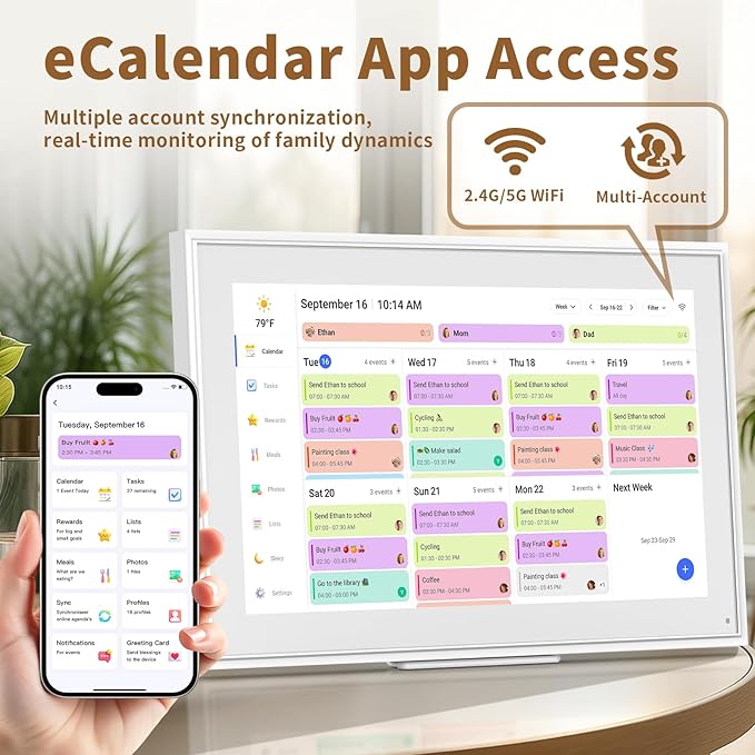Canupdog 21.5 Inch Digital Calendar, Electronic Planner & Chore Chart with 1920x1080P IPS Touchscreen, Task Rewards System, Interactive Display for Family Schedules Gifts for Women Mom